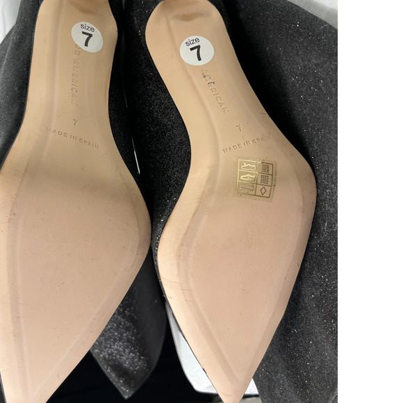 Good American NEW‎ Slouch Over the Knee Black Glitter Stiletto Heel Boots 7 - Picture 11 of 13